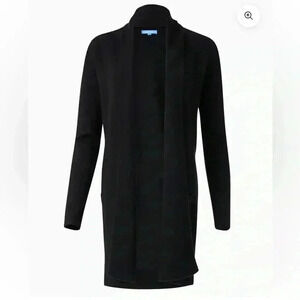 BURGESS TRAVEL COAT Black Open Front Cardigan XS